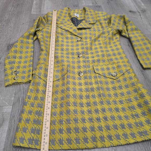 Cabi Regency Yellow Gray Houndstooth Coat Jacket Sz L Tailored Academia Workwear - Picture 7 of 11